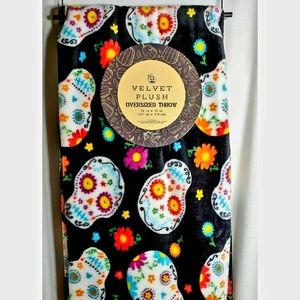 Velvet Plush Sugar Skull Oversized Throw